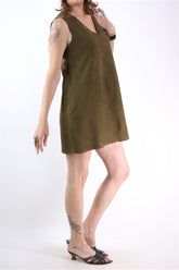 שמלת זמש ירוקה- S-M